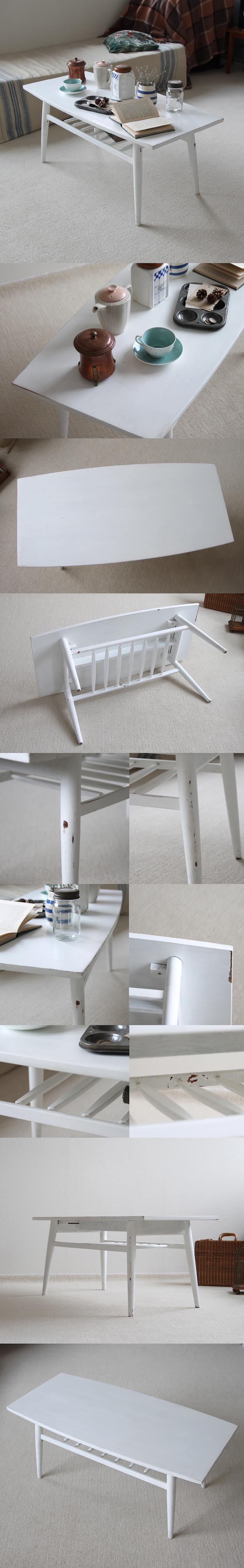 イギリス ビンテージ家具 ペイントコーヒーテーブル/ホワイト J-838