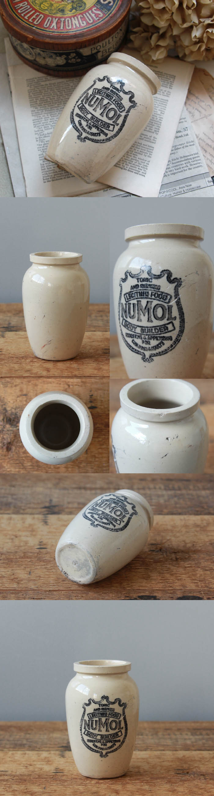 イギリス アンティーク雑貨 NUMOL 陶器ボトル ヌモール 花器 店舗什器 「フラワーベース」K-056