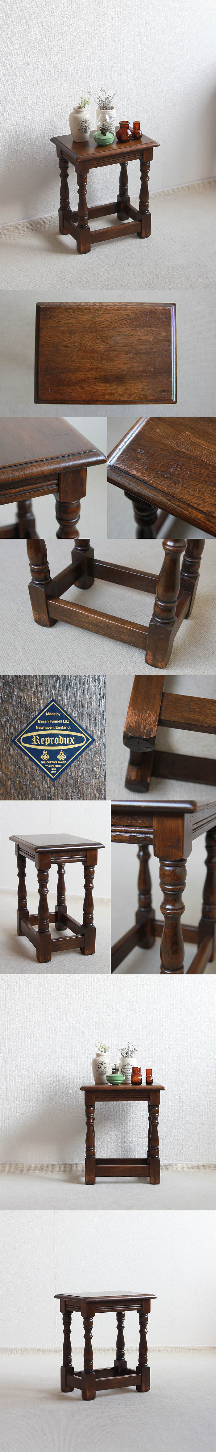 イギリス アンティーク調家具 ミニテーブル オーク材 Reprodux サイド