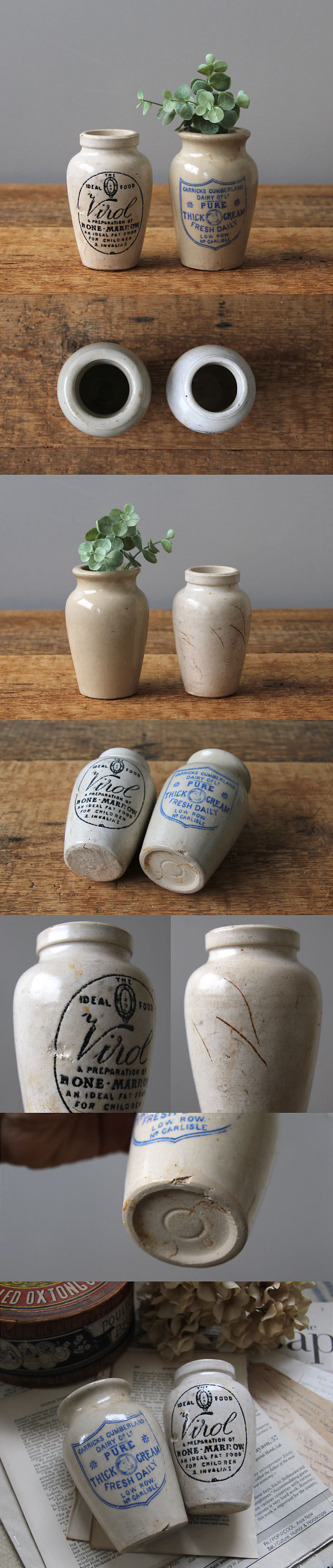 イギリス アンティーク 陶器ボトルペア 「virol×CARRICKS CUMBERLAND