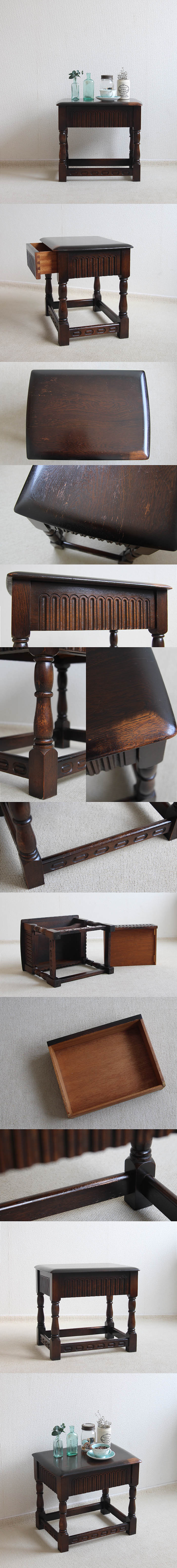 イギリス アンティーク調 サイドテーブル ドロワー インテリア 引き出し付 家具 店舗什器 K-299