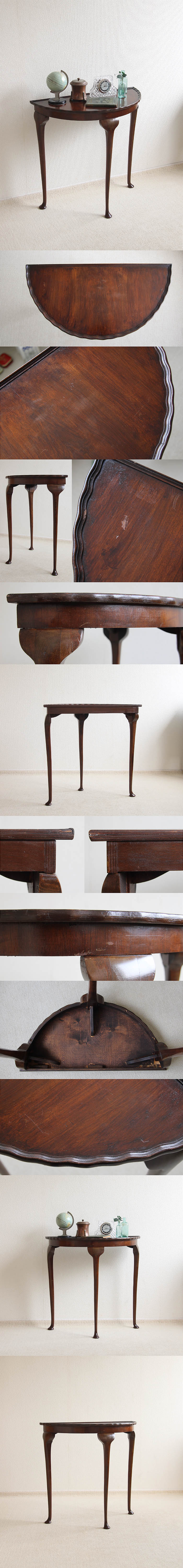 イギリス アンティーク コンソールテーブル ハーフムーンテーブル インテリア 家具 店舗什器 K-310