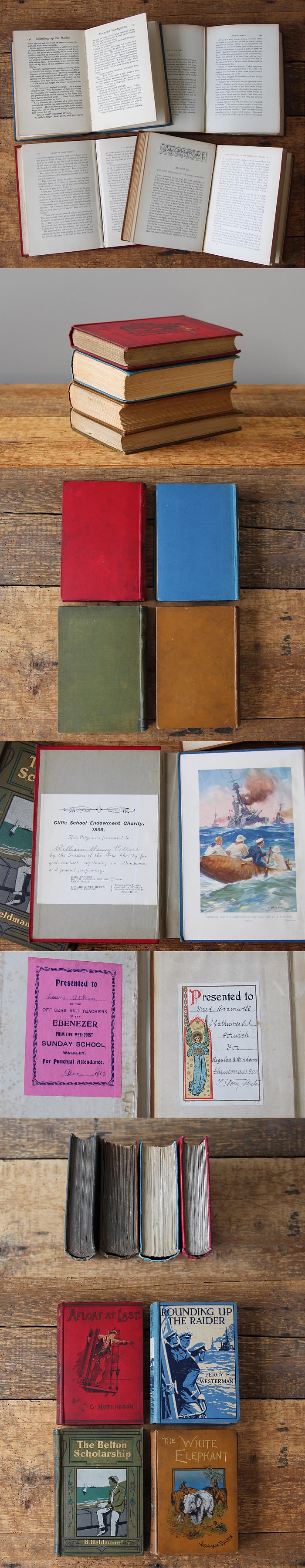 イギリス アンティークブック 4冊セット 古書 インテリア雑貨 古い洋書 児童書 ディスプレイ K-370