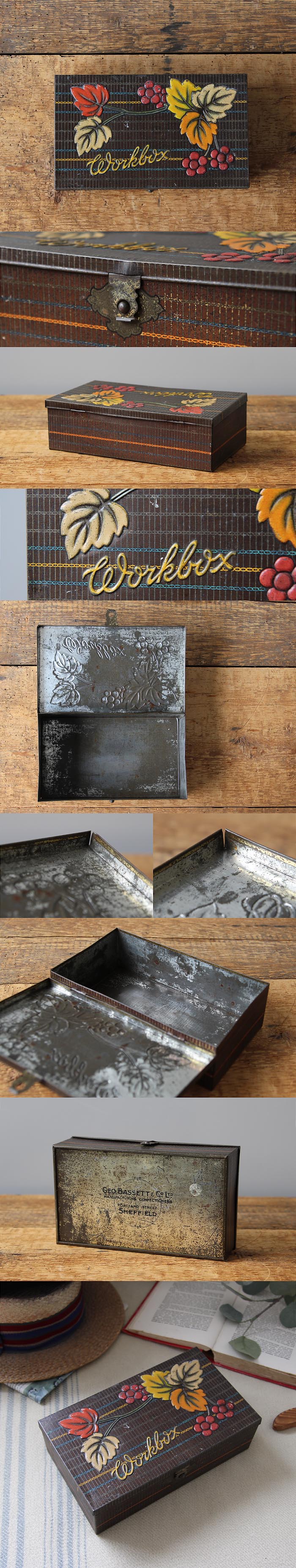イギリス アンティーク Geo.Bassett & Co.Ltd ワークボックス インテリア 雑貨 店舗什器 K-424