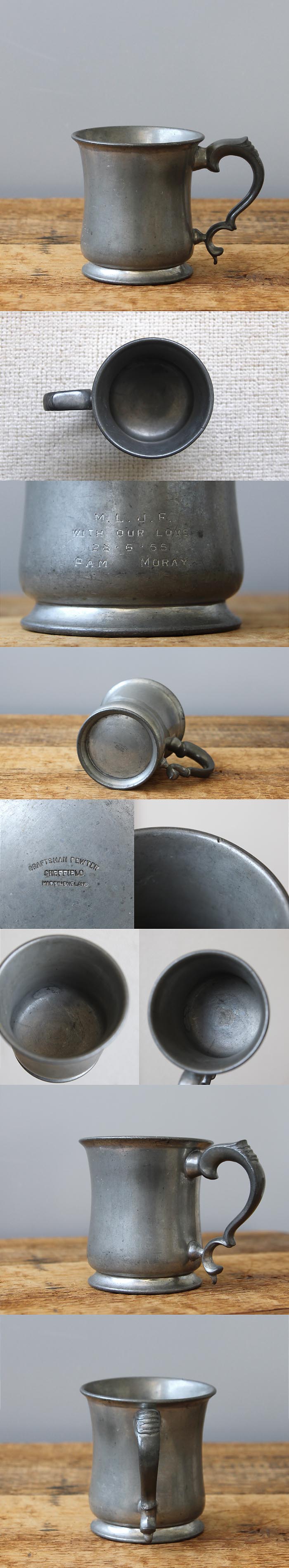 イギリス アンティーク craftsman pewter ピュータータンカード マグ フラワーベース 花器 店舗什器 K-430