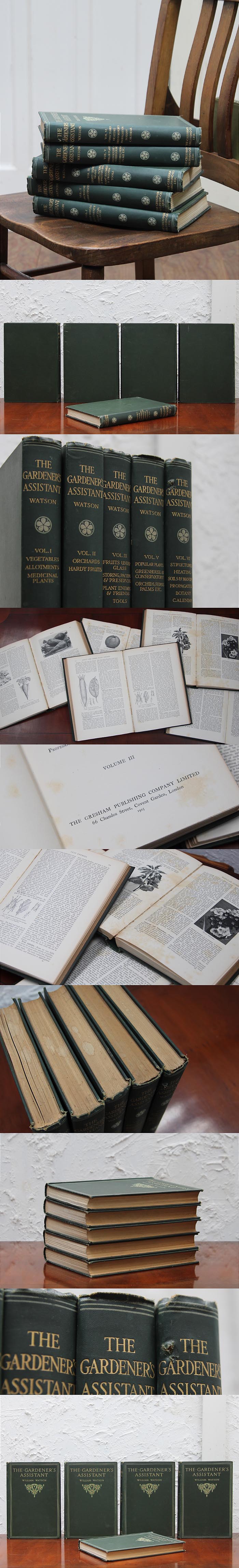 イギリス アンティークブック5冊 「the gardeners assistant」 洋書 インテリア 雑貨 ディスプレイ 店舗什器 K-454