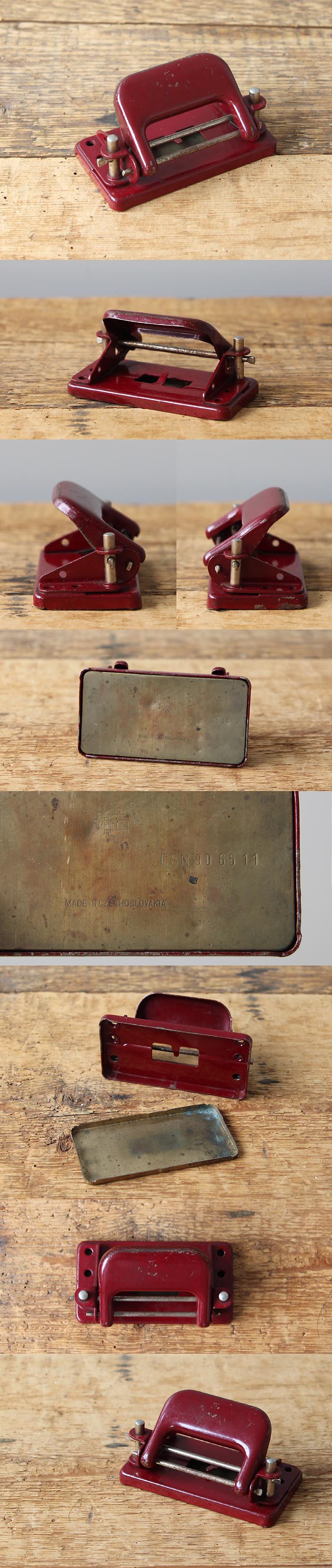 チェコスロバキア アンティーク ペーパーパンチ 文具 穴あけ インテリア 雑貨 店舗什器 K-470