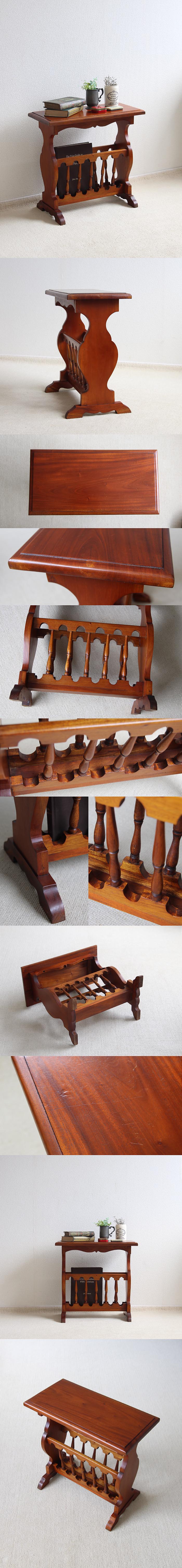 イギリス アンティーク調 サイドテーブル 収納ラック ペーパーラック付き インテリア 家具 店舗什器 K-637