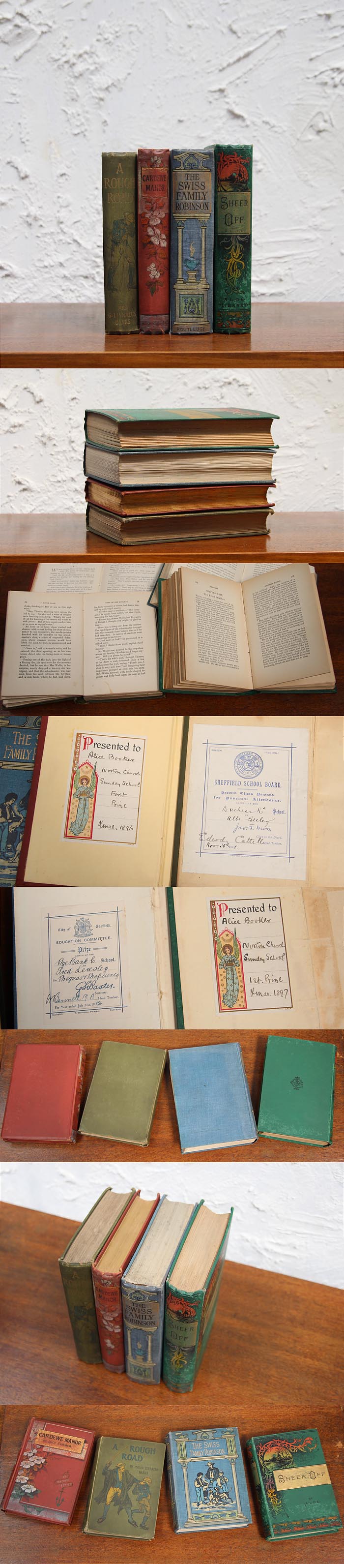 イギリス アンティークブック 4冊セット 本 古書 洋書 インテリア 店舗什器 ディスプレイ 小物 雑貨 K-749