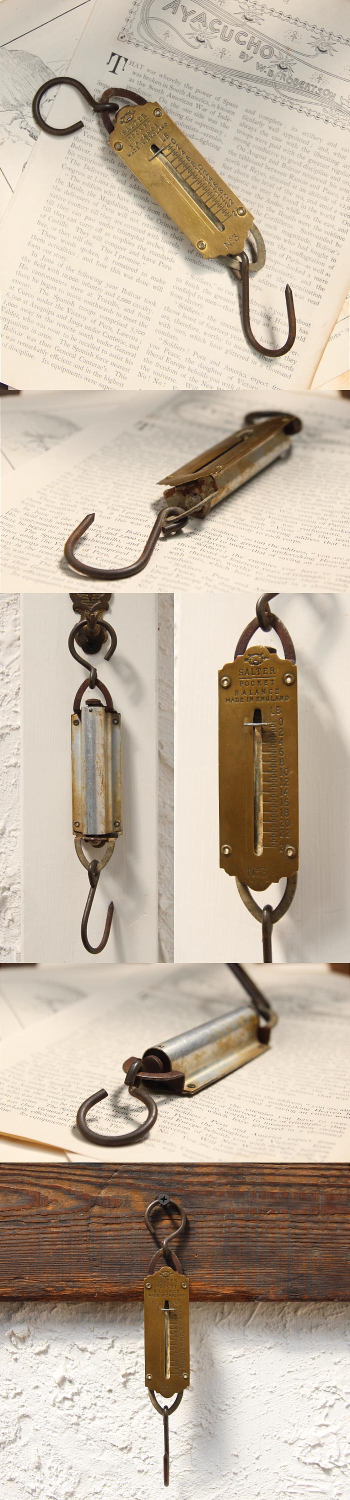 イギリス アンティーク SALTER ポケットバランス 吊り秤 インテリア 店舗什器 ディスプレイ ビンテージ 雑貨 K-759