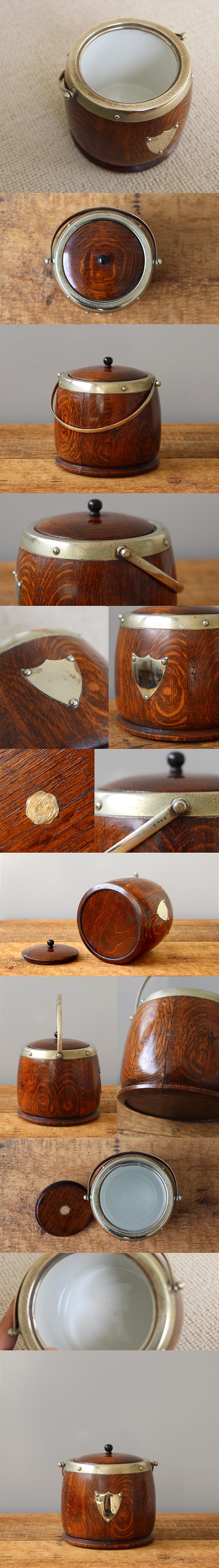 イギリス アンティーク ビスケットバレル オーク K-768