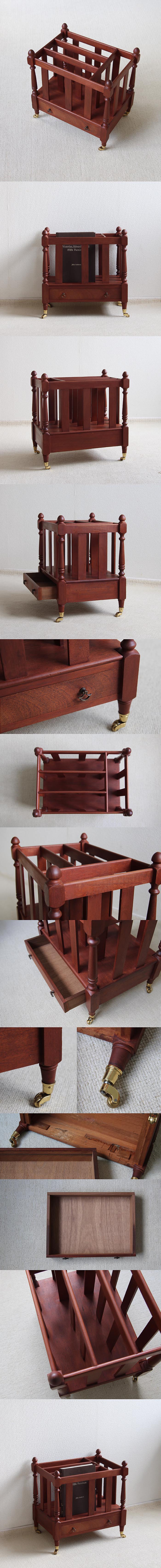 イギリス アンティーク調 キャスター付きマガジンラック