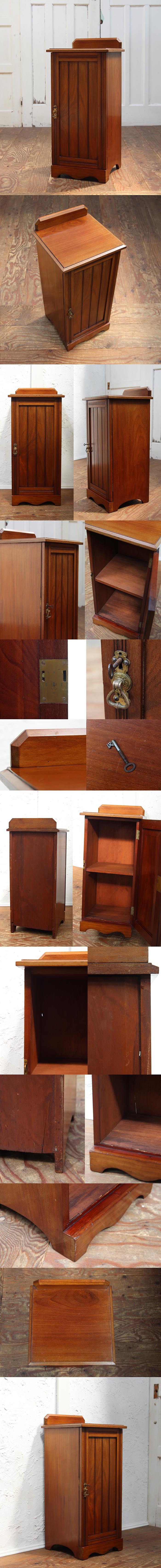 イギリス アンティーク ベッドサイドキャビネット 鍵付き ナイトテーブル 木製 店舗什器 ディスプレイ 家具 K-777