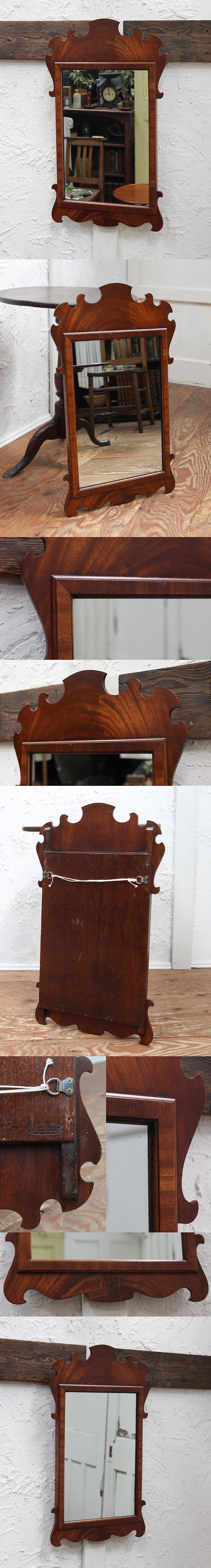 イギリス アンティーク Reprodux ウォールミラー マホガニー 壁掛け鏡 店舗什器 ディスプレイ ビンテージ 雑貨 K-800