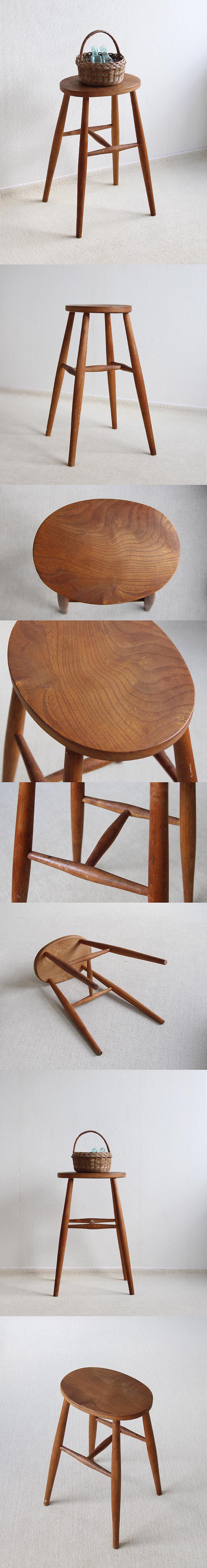 イギリス ヴィンテージ ハイスツール 木製椅子 カントリー 飾り台 インテリア 店舗什器 ディスプレイ 家具 K-824