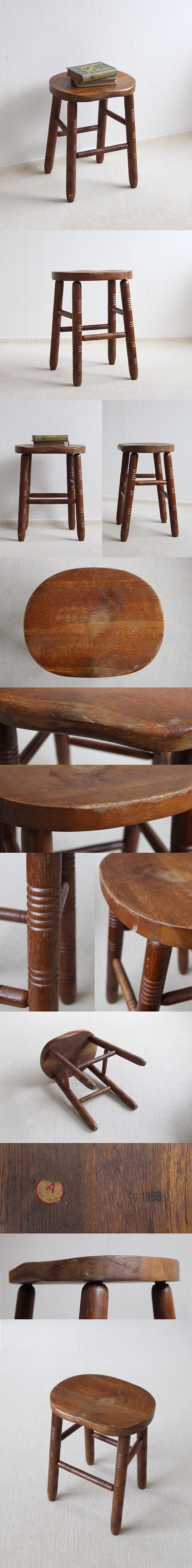 イギリス アンティーク調 ウッドスツール 木製椅子 インテリア 店舗什器 ディスプレイ ビンテージ 家具 K-865