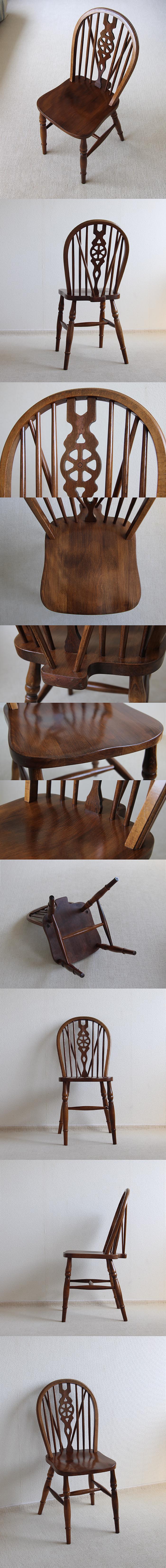 イギリス アンティーク調 ホイールバックチェア 木製椅子 インテリア 店舗什器 ディスプレイ ビンテージ 家具 K-869