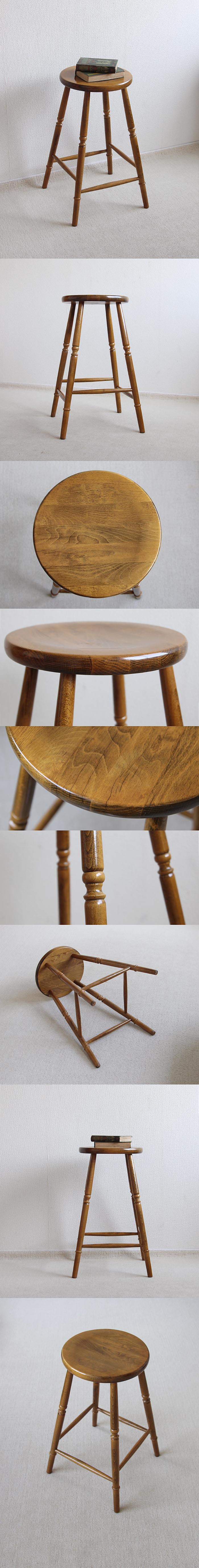 イギリス アンティーク調 ハイスツール 木製椅子 飾り台 インテリア 店舗什器 ディスプレイ ビンテージ 家具 K-893