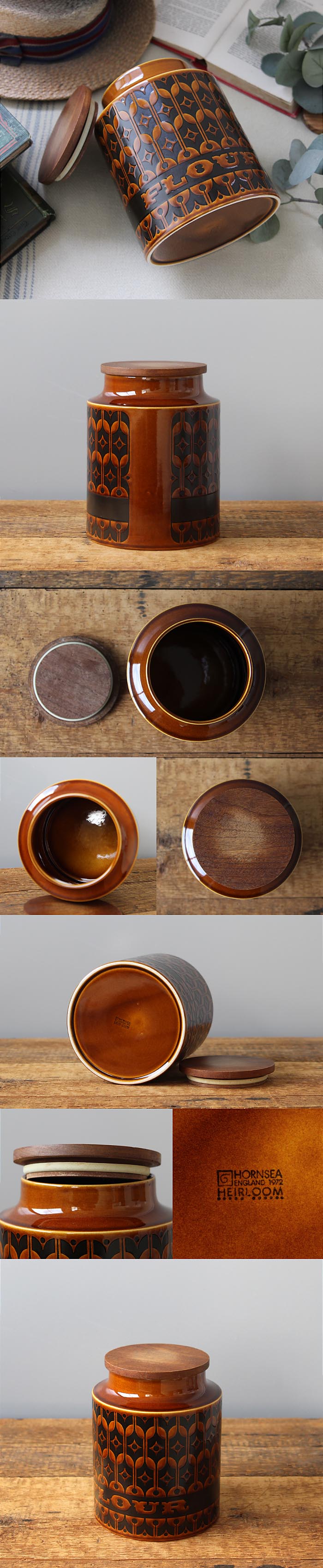 イギリス ヴィンテージ ホーンジー（Hornsea）フラワーキャニスター Heirloom インテリア 店舗什器 ディスプレイ 雑貨 K-901