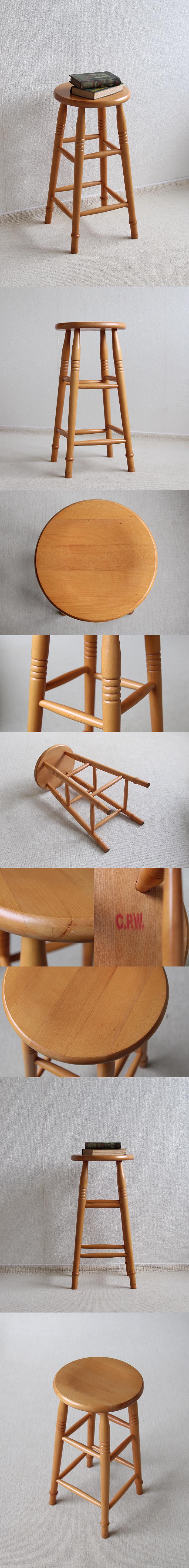 イギリス アンティーク調 ハイスツール 木製椅子 飾り台 インテリア 店舗什器 ディスプレイ ビンテージ 家具 K-909