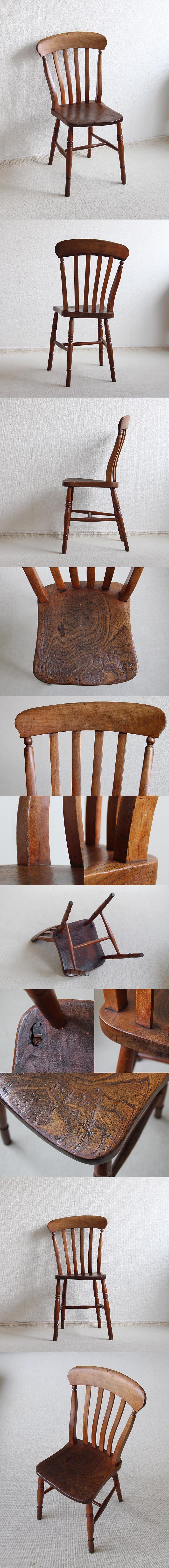 イギリス アンティーク キッチンチェア 古木 一枚板座面 椅子 カントリー インテリア 店舗什器 ディスプレイ 家具 K-915