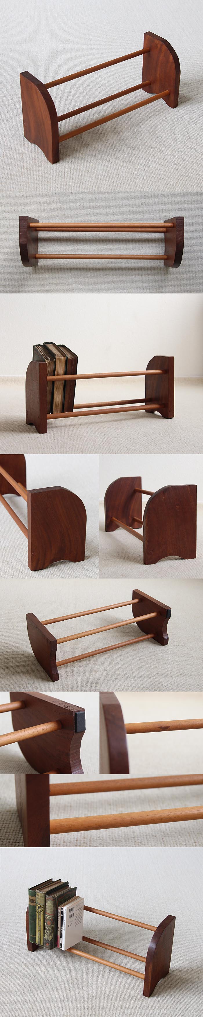 イギリス ヴィンテージ ブックスタンド 本立て 木製 レトロ CDラック インテリア 店舗什器 ディスプレイ 雑貨 K-929