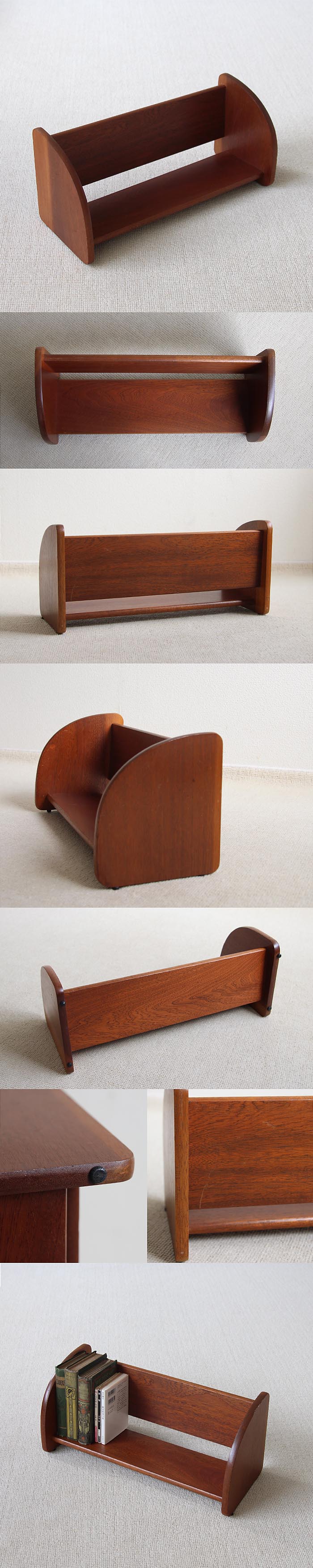 イギリス ヴィンテージ ブックスタンド 本立て 木製 レトロ CDラック インテリア 店舗什器 ディスプレイ 雑貨 K-930