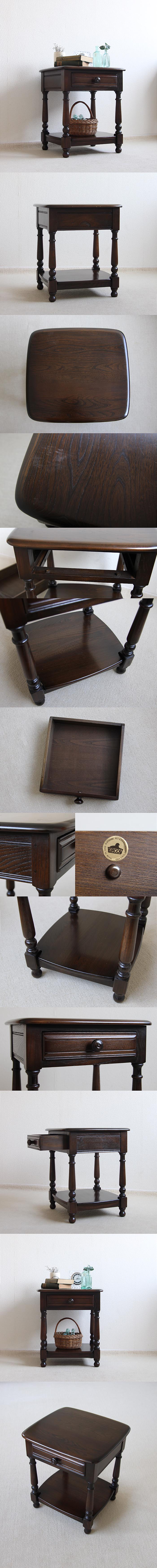 イギリス ヴィンテージ ERCOL（アーコール）サイドテーブル 引き出し付き インテリア 家具「ナイトテーブル」K-957