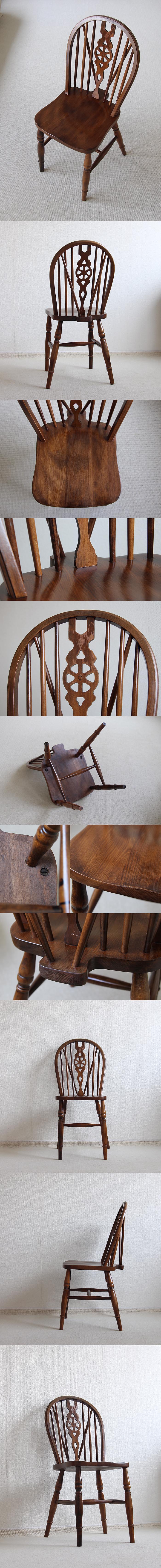 イギリス アンティーク調 ホイールバックチェア 木製椅子 車輪 インテリア 家具 店舗什器「ウィンザーチェア」K-968