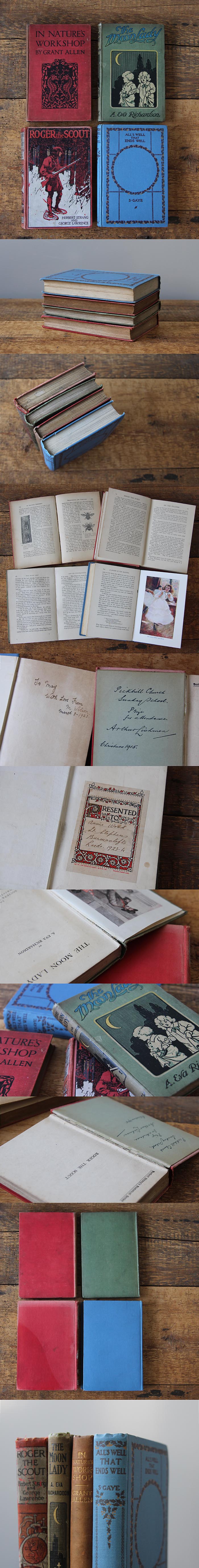 イギリス アンティークブック 4冊セット 本 古書 洋書 インテリア 雑貨 店舗什器「ROGER THE SCOUT」K-975