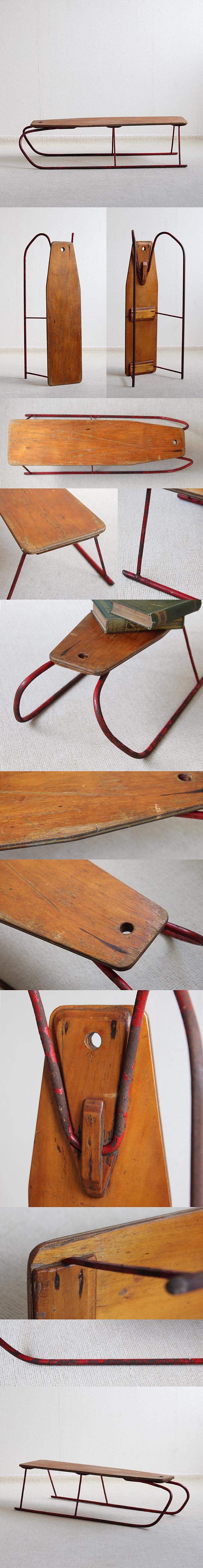 イギリス ヴィンテージ 木製ソリ スレッド インテリア ディスプレイ そり 店舗什器「ガーデニングアイテム」K-981