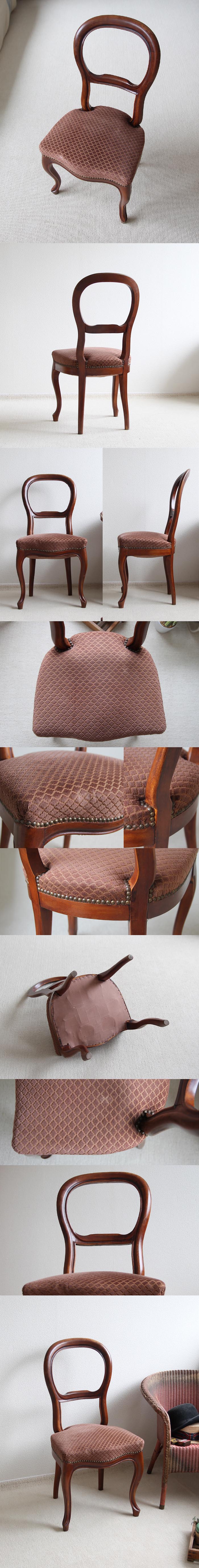 イギリス アンティーク 猫脚バルーンバックチェア/サロンチェア/クッションシート/英国家具【座り心地の良い古い椅子】M-286