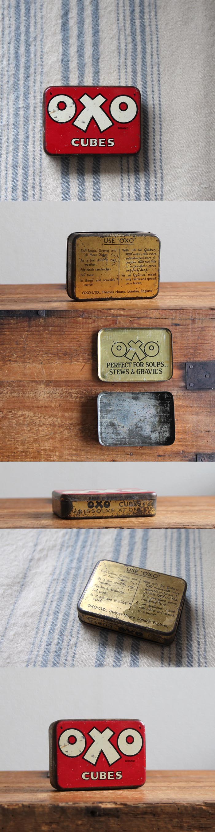 イギリス アンティーク OXO Cubes/オクソ缶/TIN/ティン/ブリキ/インテリア雑貨【コレクターが数多く存在するOXO缶】M-392