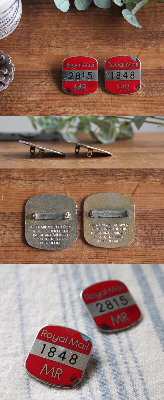イギリス アンティーク ロイヤルメールバッジ2個セット/国営郵便局/コレクタブル/ポストマン/雑貨【ROYAL MAIL】M-589