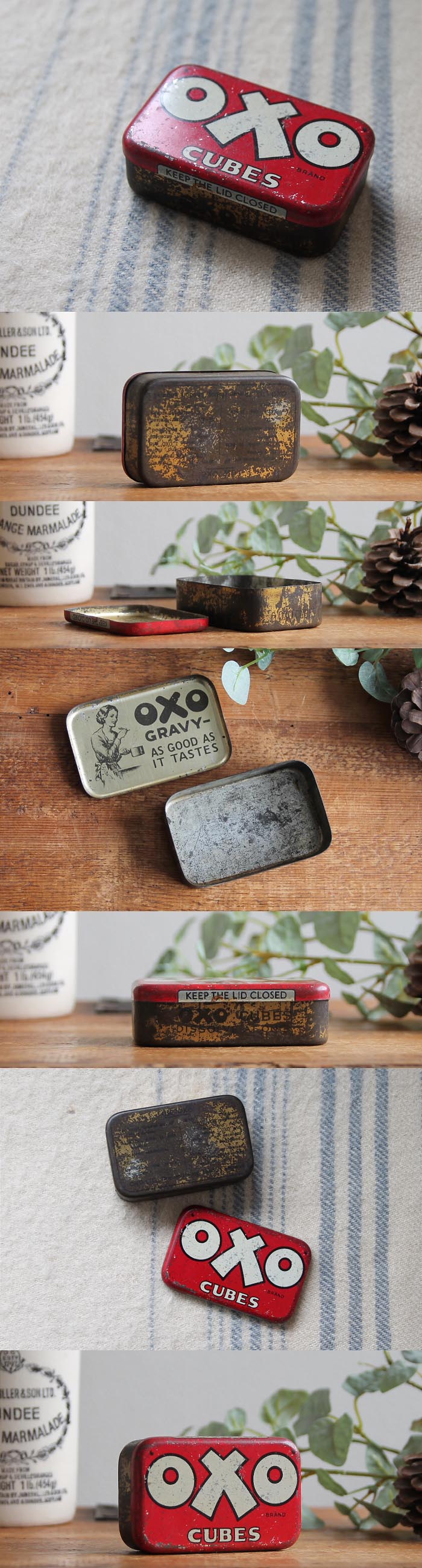 イギリス アンティーク OXO Cubes/オクソ缶/TIN/ティン/ブリキ/インテリア雑貨【コレクターが数多く存在するOXO缶】M-652