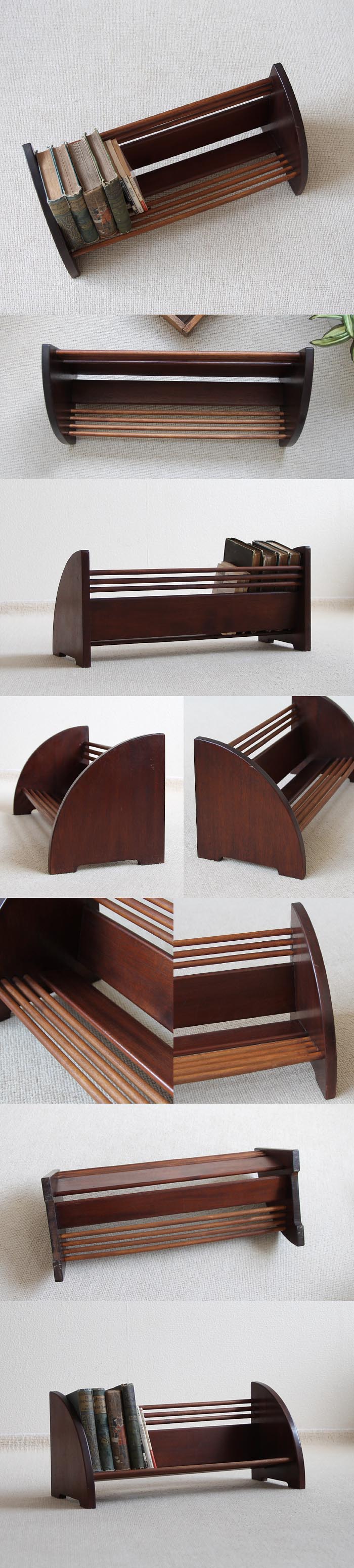 イギリス ビンテージ ブックスタンド/本棚/ブックラック/木製/ミッド