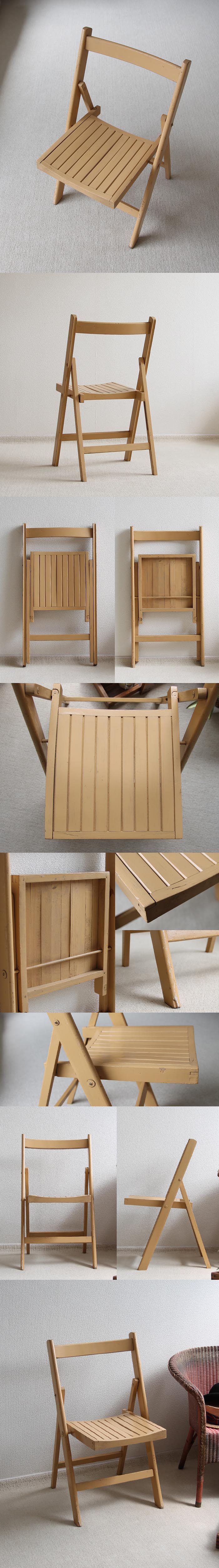 イギリス アンティーク フォールディングチェア/折りたたみ椅子/木製 