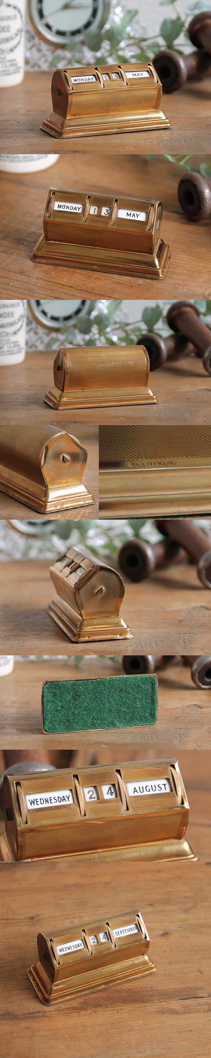 イギリス アンティーク メカニカルカレンダー/卓上カレンダー/インテリア雑貨【MADE IN ENGLANDの刻印入】N-702
