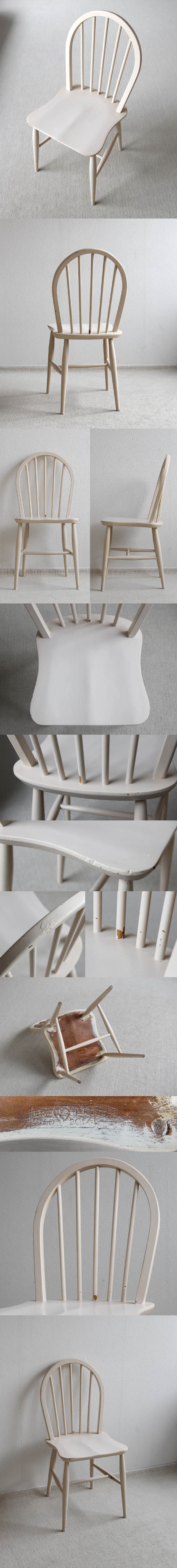 イギリス アンティーク アーコールチェア ERCOL 木製椅子 シャビー ペイント家具「フープバック」P-021