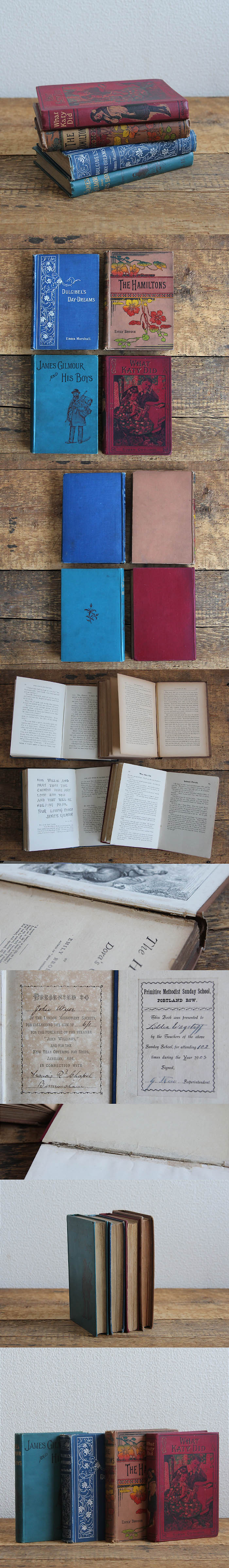 イギリス アンティークブック 4冊セット 古書 インテリア雑貨 洋書 ディスプレイ「雰囲気パーフェクト」P-037