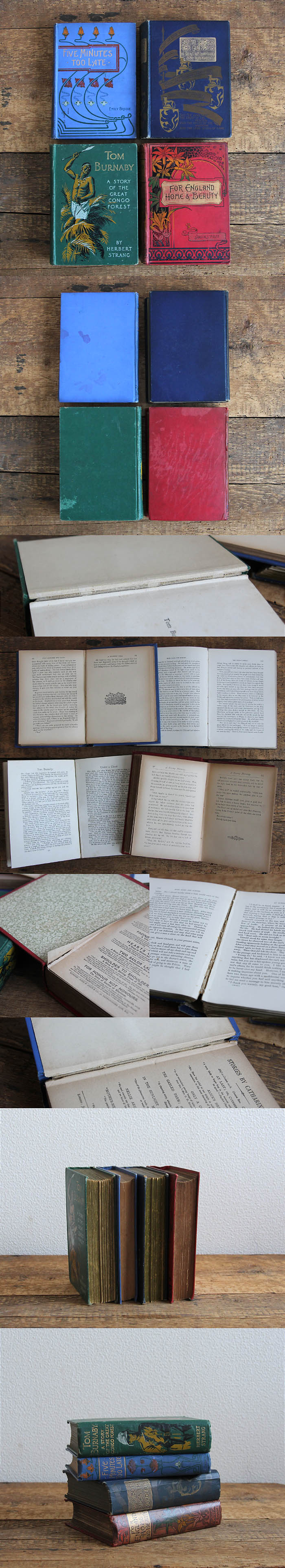 イギリス アンティークブック 4冊セット 古書 インテリア雑貨 洋書 ディスプレイ「雰囲気パーフェクト」P-039