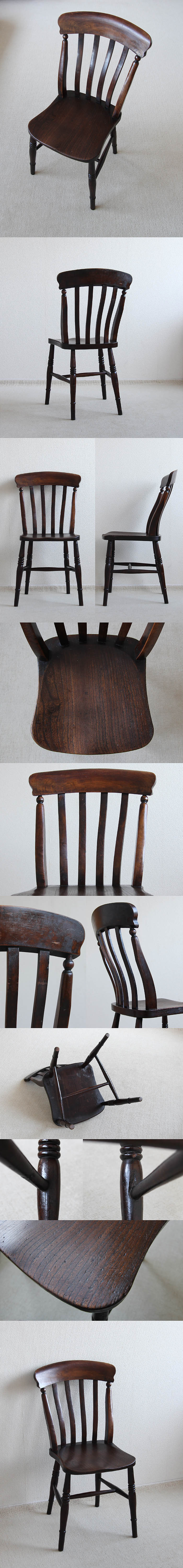 イギリス アンティーク ラスバックチェア 木製椅子 無垢材 英国 家具「キッチンチェア」P-042