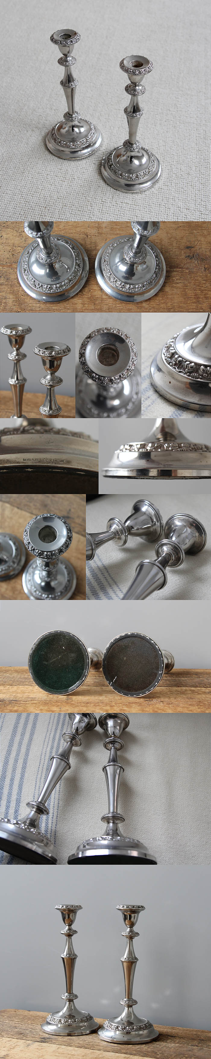 イギリス アンティーク キャンドルスタンド シルバープレート 銀メッキ