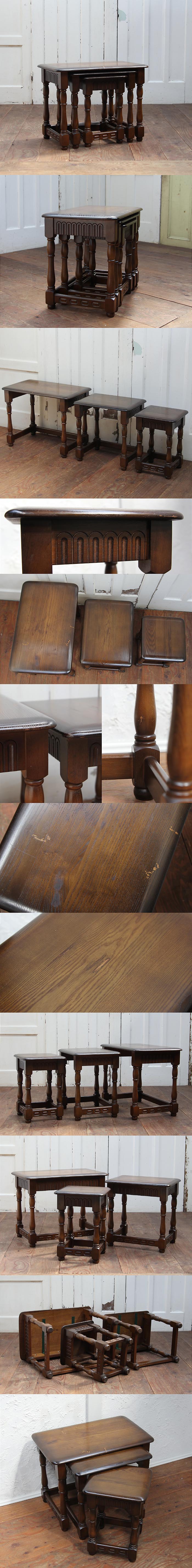 イギリス アンティーク調 ネストテーブル 木製 ローテーブル 装飾 家具「重厚なつくり」P-246