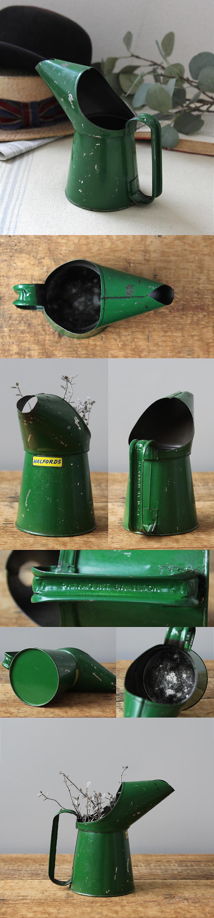 イギリス アンティーク オイルジャグ ブリキ オイラー インテリア雑貨「シャビーなオイル差し」P-425