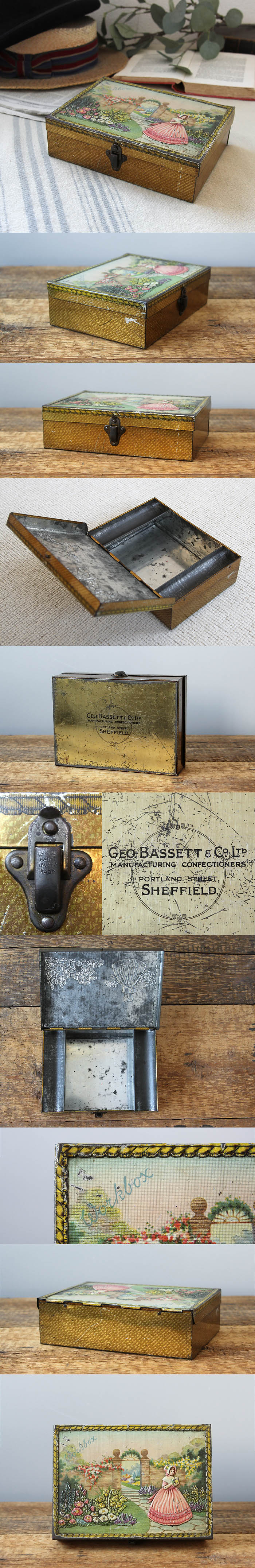 イギリス アンティーク ブリキ製 ワークボックス 収納缶 インテリア雑貨 TIN缶 「Work Box」P-955