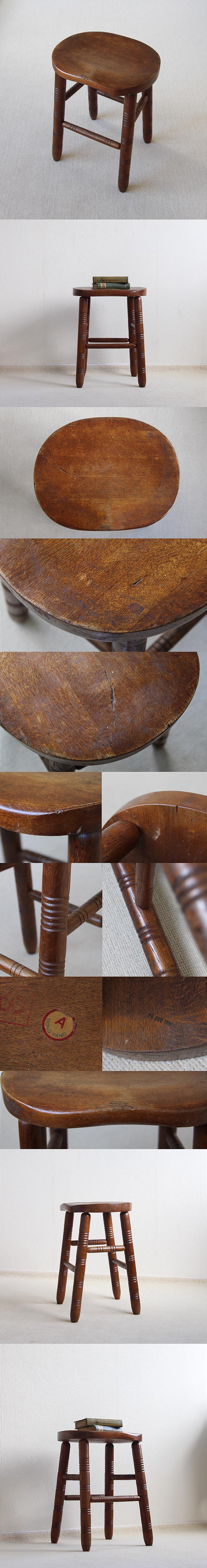イギリス アンティーク調 ウッドスツール 木製椅子 腰掛け インテリア 家具 店舗什器「味のあるウッドスツール」Q-021