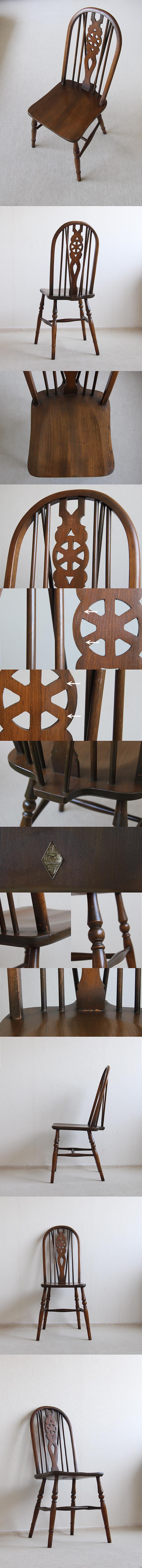 イギリス アンティーク調 Old Charm ホイールバックチェア 木製椅子 インテリア 家具 店舗什器「ハイバックチェア」Q-028