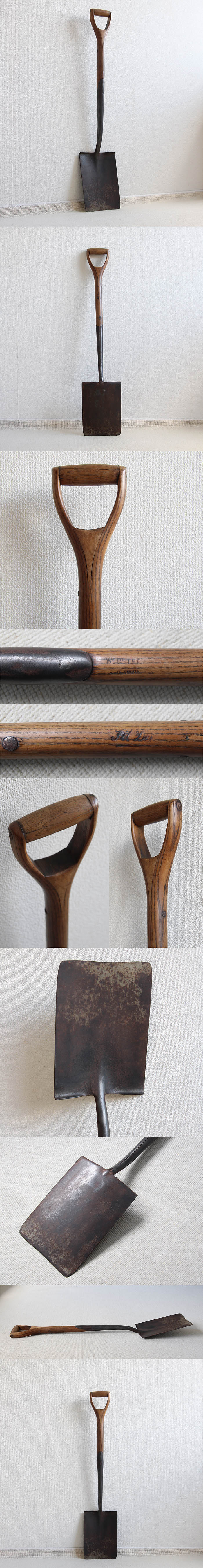 イギリス アンティーク シャベル スペード ガーデンツール 農具 スコップ 店舗什器「ガーデンオーナメント」Q-046