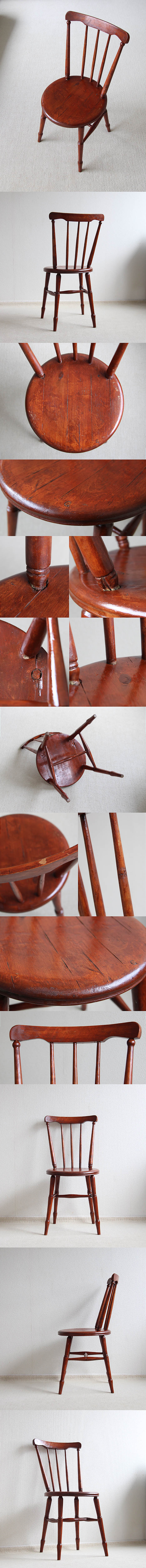 イギリス アンティーク ペイントキッチンチェア スティックバック インテリア 家具 店舗什器「ウィンザーチェア」Q-051